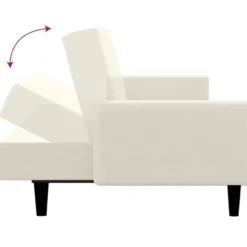 vidaXL Slaapbank met armleuningen en Klik-klak - Crème fluweel - 220 cm