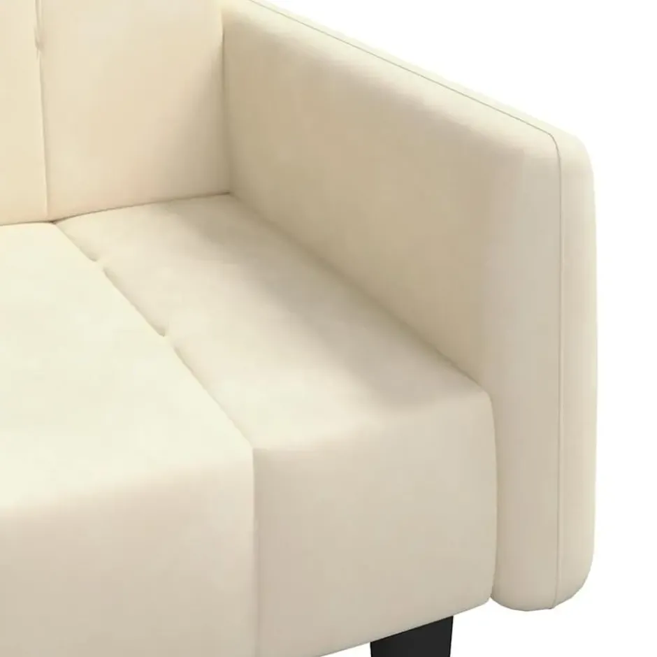 vidaXL Slaapbank met armleuningen en Klik-klak - Crème fluweel - 220 cm