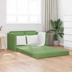vidaXL Slaapbank 2-zits inklapbaar met kussens - Lichtgroen fluweel - 204 cm