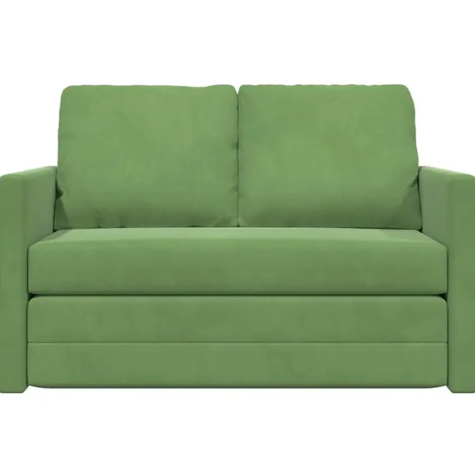 vidaXL Slaapbank 2-zits inklapbaar met kussens - Lichtgroen fluweel - 204 cm