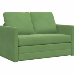 vidaXL Slaapbank 2-zits inklapbaar met kussens - Lichtgroen fluweel - 204 cm