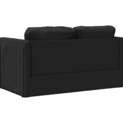vidaXL Slaapbank 2-zits inklapbaar met kussens - Zwart kunstleer - 112 cm
