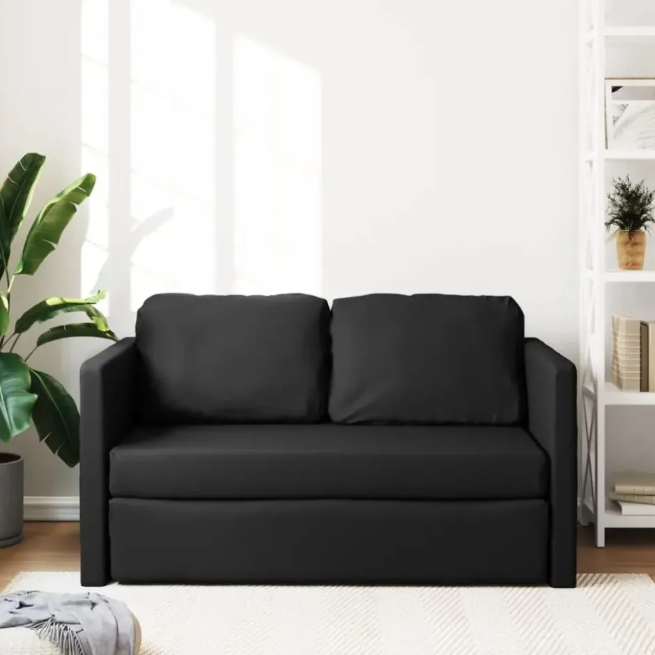 vidaXL Slaapbank 2-zits inklapbaar met kussens - Donkergroen stof - 112 cm