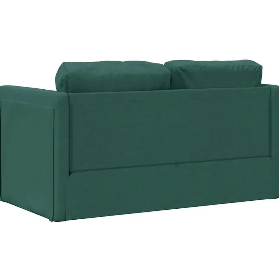 vidaXL Slaapbank 2-zits inklapbaar met kussens - Donkergroen stof - 112 cm