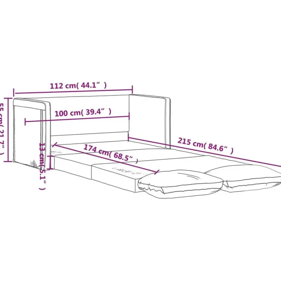 vidaXL Slaapbank 2-zits inklapbaar met kussens - Donkergroen stof - 112 cm