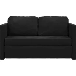 vidaXL Slaapbank 2-zits inklapbaar met kussens - Zwart fluweel - 122 cm
