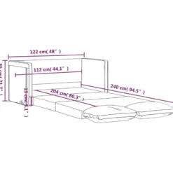 vidaXL Slaapbank 2-zits inklapbaar met kussens - Zwart fluweel - 122 cm