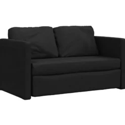 vidaXL Slaapbank 2-zits inklapbaar met kussens - Zwart stof - 112 cm