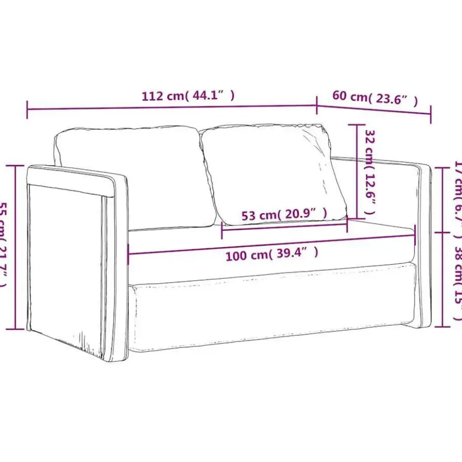 vidaXL Slaapbank 2-zits inklapbaar met kussens - Taupe stof - 112 cm