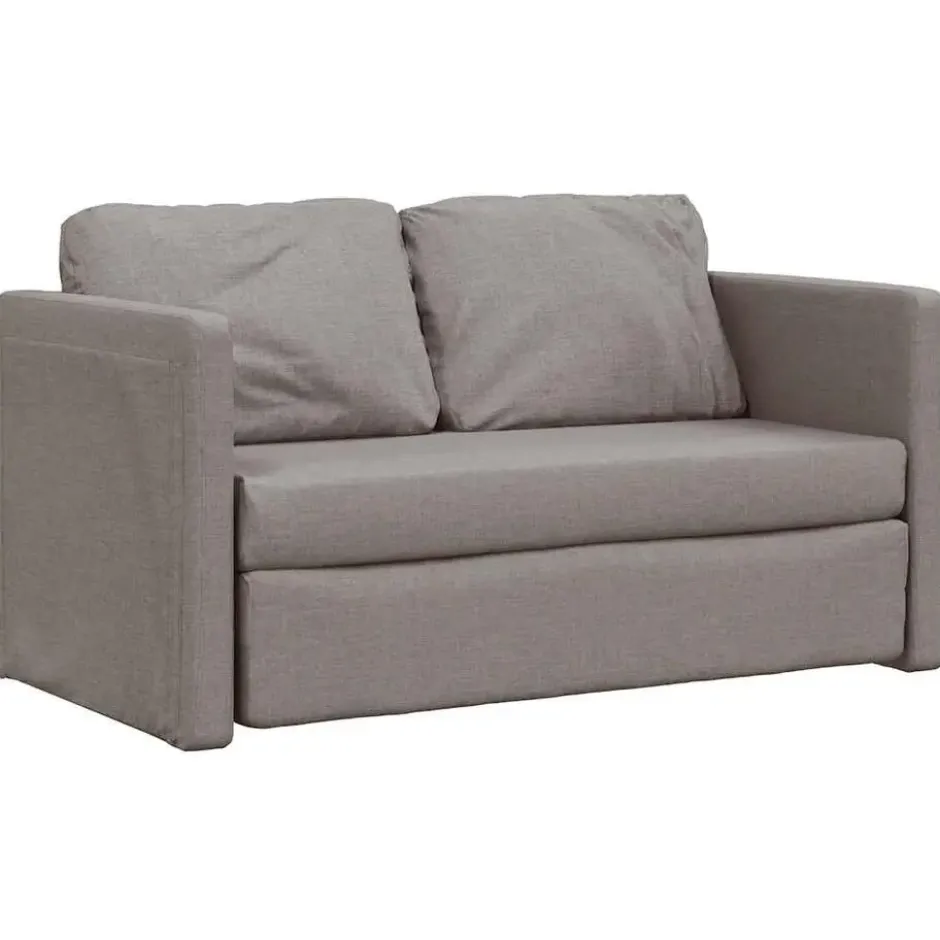 vidaXL Slaapbank 2-zits inklapbaar met kussens - Taupe stof - 112 cm