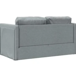 vidaXL Slaapbank 2-zits inklapbaar met kussens - Lichtgrijs stof - 112 cm