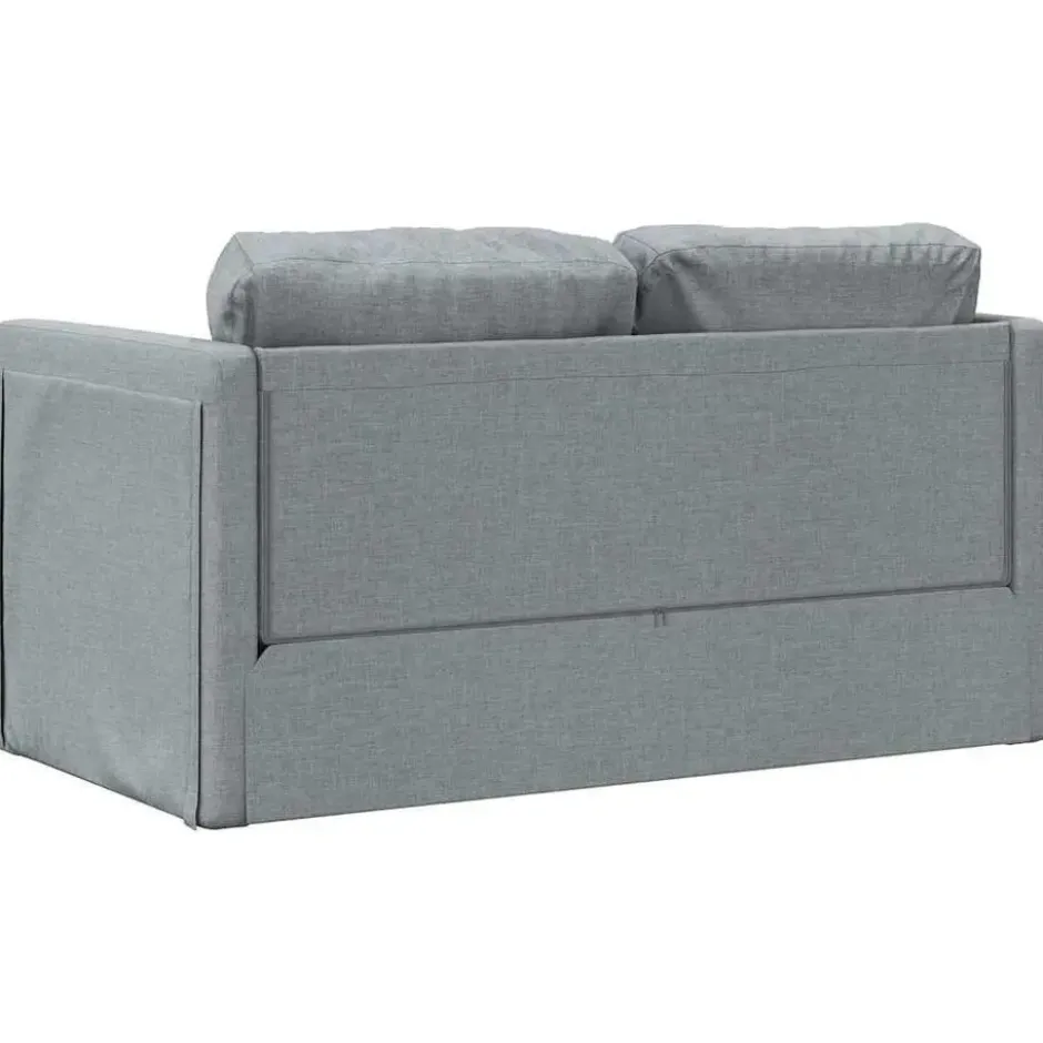 vidaXL Slaapbank 2-zits inklapbaar met kussens - Lichtgrijs stof - 112 cm