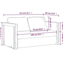vidaXL Slaapbank 2-zits inklapbaar met kussens - Lichtgrijs stof - 112 cm