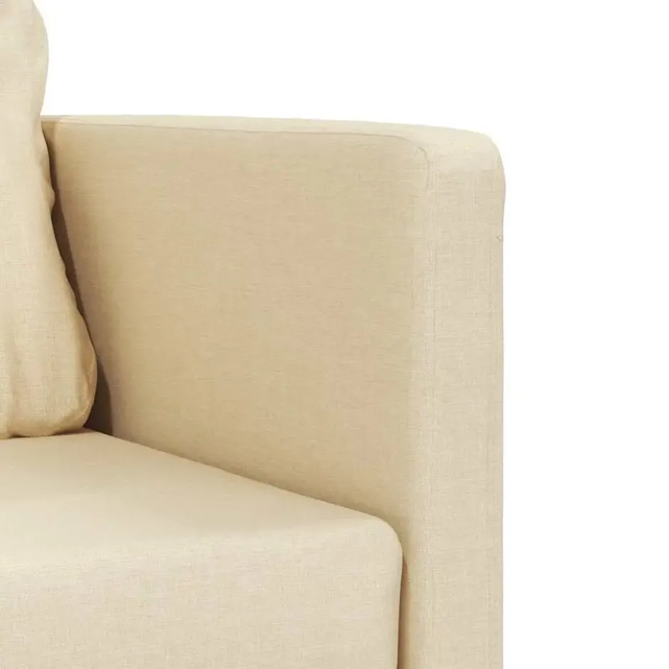 vidaXL Slaapbank 2-zits inklapbaar met kussens - Crème stof - 112 cm