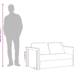 vidaXL Slaapbank 2-zits inklapbaar met kussens - Crème stof - 112 cm