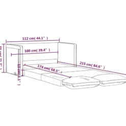 vidaXL Slaapbank 2-zits inklapbaar met kussens - Crème stof - 112 cm