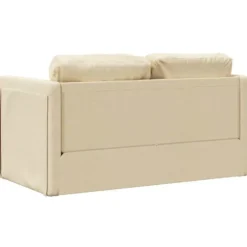vidaXL Slaapbank 2-zits inklapbaar met kussens - Crème stof - 112 cm