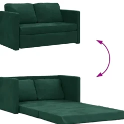 vidaXL Slaapbank 2-zits inklapbaar met kussens - Donkergroen fluweel - 122 cm