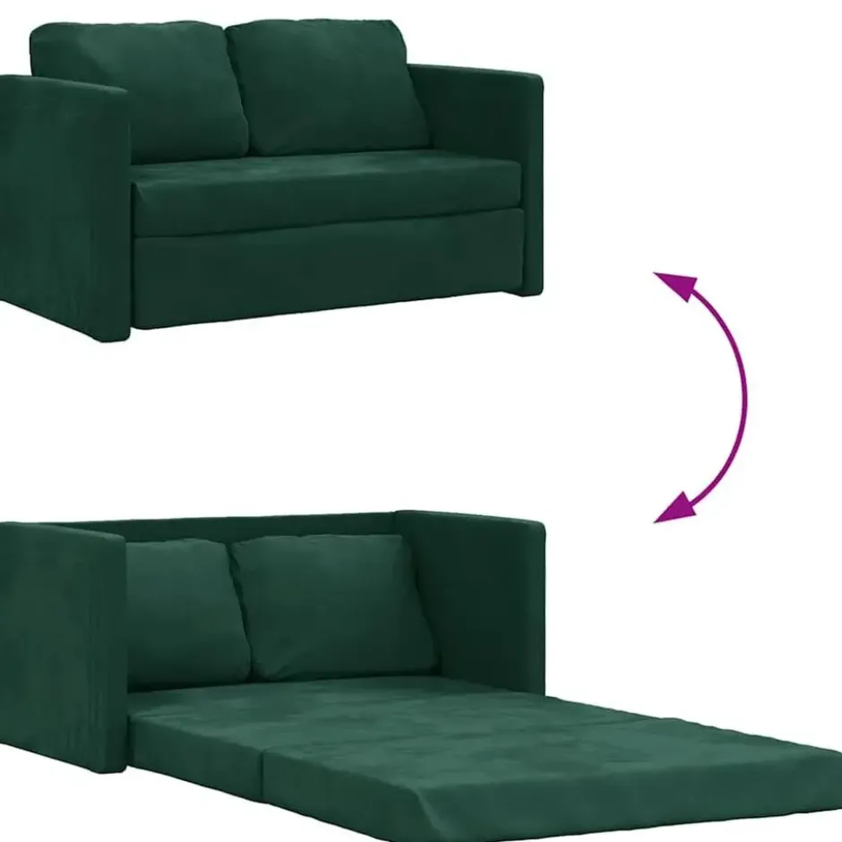 vidaXL Slaapbank 2-zits inklapbaar met kussens - Donkergroen fluweel - 122 cm