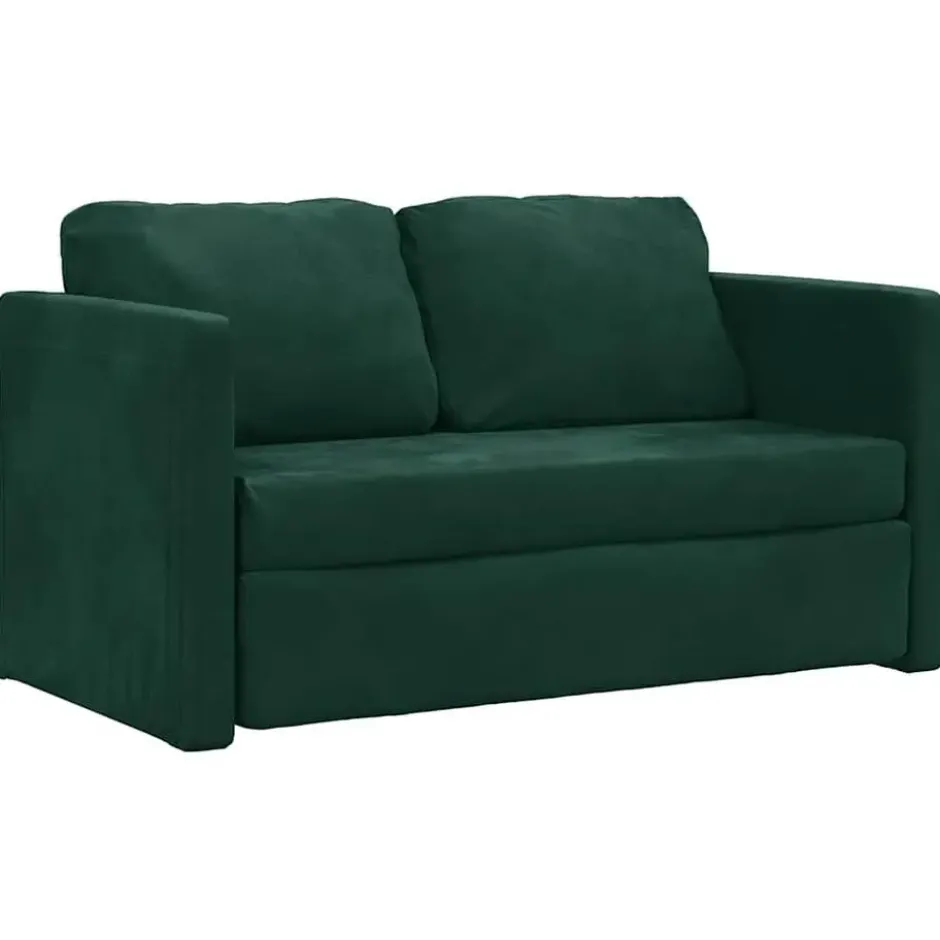 vidaXL Slaapbank 2-zits inklapbaar met kussens - Donkergroen fluweel - 122 cm