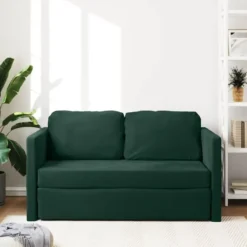 vidaXL Slaapbank 2-zits inklapbaar met kussens - Donkergroen fluweel - 122 cm