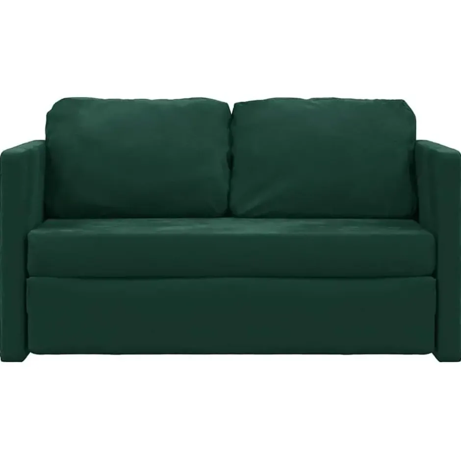 vidaXL Slaapbank 2-zits inklapbaar met kussens - Donkergroen fluweel - 122 cm