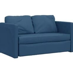 vidaXL Slaapbank 2-zits inklapbaar met kussens - Blauw stof - 112 cm
