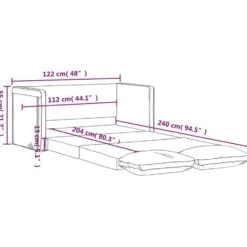 vidaXL Slaapbank 2-zits inklapbaar met kussens - Lichtgrijs fluweel - 122 cm