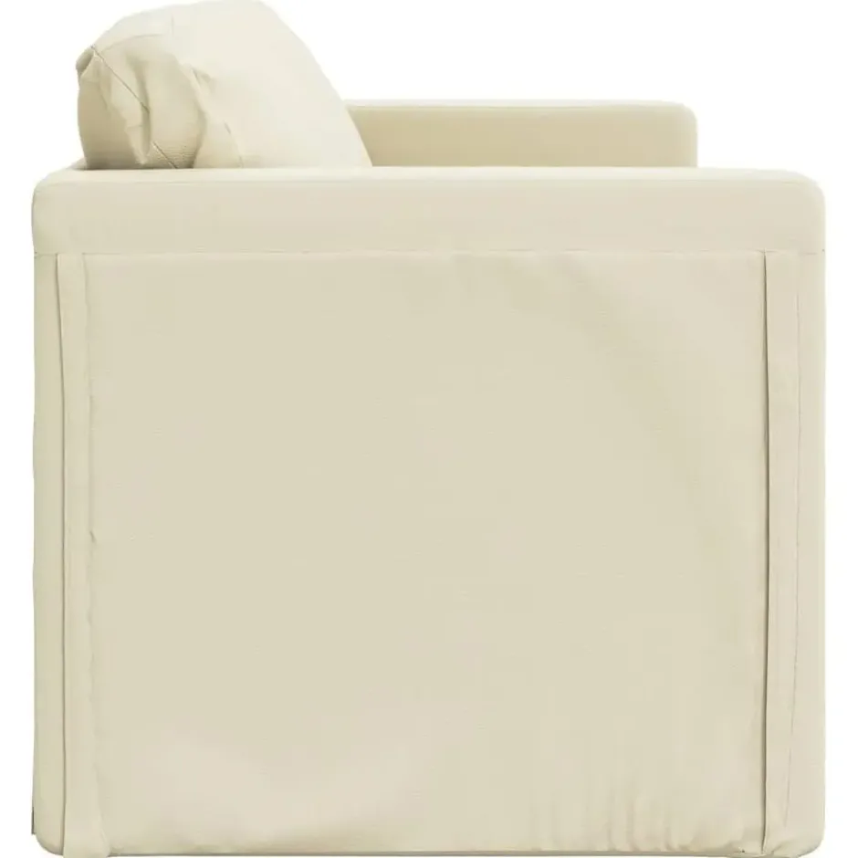 vidaXL Slaapbank 2-zits inklapbaar met kussens - Crème kunstleer - 112 cm