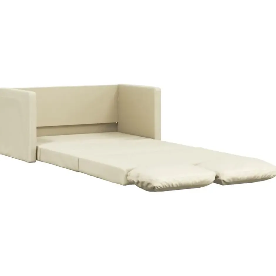 vidaXL Slaapbank 2-zits inklapbaar met kussens - Crème kunstleer - 112 cm