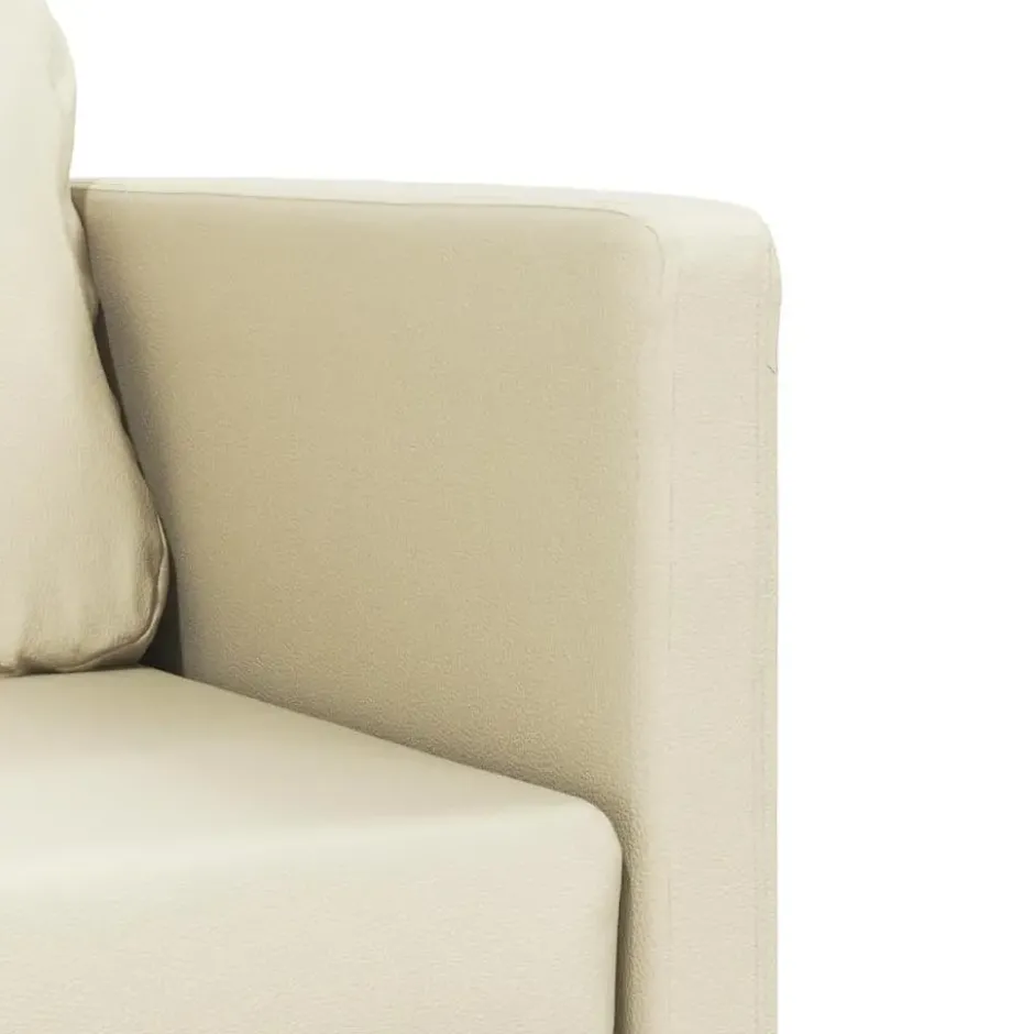 vidaXL Slaapbank 2-zits inklapbaar met kussens - Crème kunstleer - 112 cm