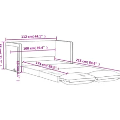 vidaXL Slaapbank 2-zits inklapbaar met kussens - Crème kunstleer - 112 cm