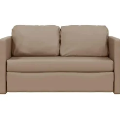 vidaXL Slaapbank 2-zits inklapbaar met kussens - Cappuccino kunstleer - 112 cm