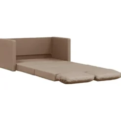 vidaXL Slaapbank 2-zits inklapbaar met kussens - Cappuccino kunstleer - 112 cm