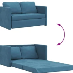 vidaXL Slaapbank 2-zits inklapbaar met kussens - Bluaw fluweel - 122 cm