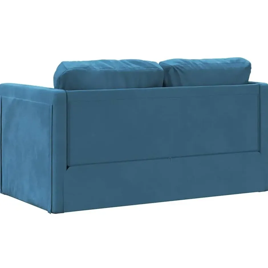 vidaXL Slaapbank 2-zits inklapbaar met kussens - Bluaw fluweel - 122 cm