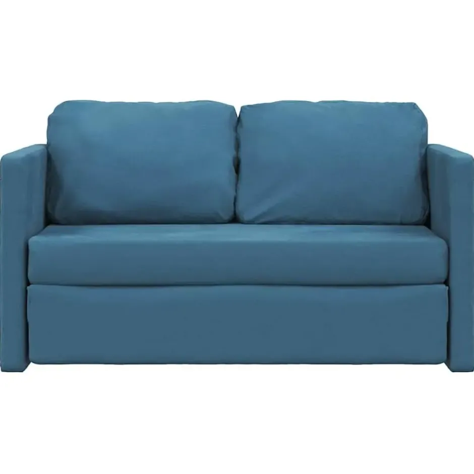 vidaXL Slaapbank 2-zits inklapbaar met kussens - Bluaw fluweel - 122 cm