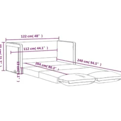 vidaXL Slaapbank 2-zits inklapbaar met kussens - Bluaw fluweel - 122 cm