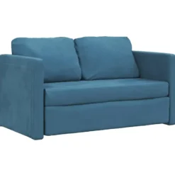 vidaXL Slaapbank 2-zits inklapbaar met kussens - Bluaw fluweel - 122 cm
