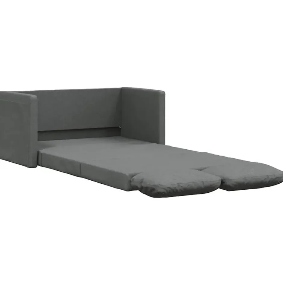 vidaXL Slaapbank 2-zits inklapbaar met kussens - Donkergrijs stof - 112 cm