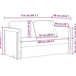 vidaXL Slaapbank 2-zits inklapbaar met kussens - Donkergrijs stof - 112 cm