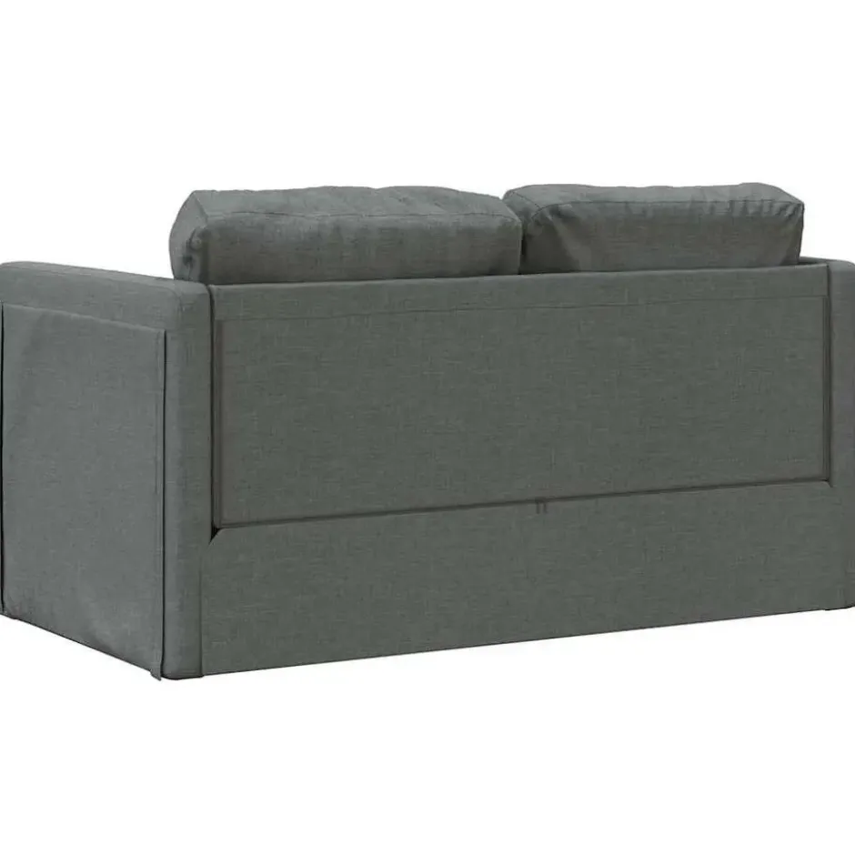vidaXL Slaapbank 2-zits inklapbaar met kussens - Donkergrijs stof - 112 cm