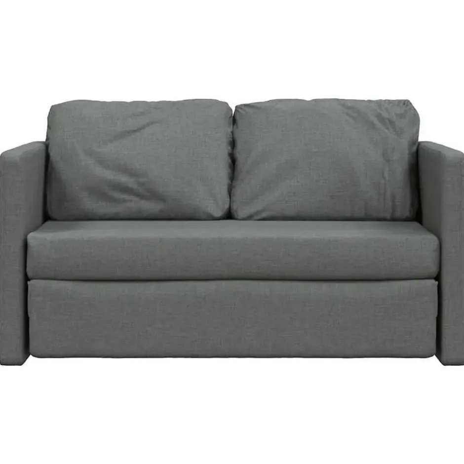 vidaXL Slaapbank 2-zits inklapbaar met kussens - Donkergrijs stof - 112 cm