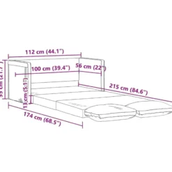 vidaXL Slaapbank 2-zits inklapbaar met kussens - Donkergrijs stof - 112 cm