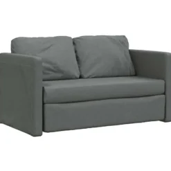vidaXL Slaapbank 2-zits inklapbaar met kussens - Donkergrijs stof - 112 cm