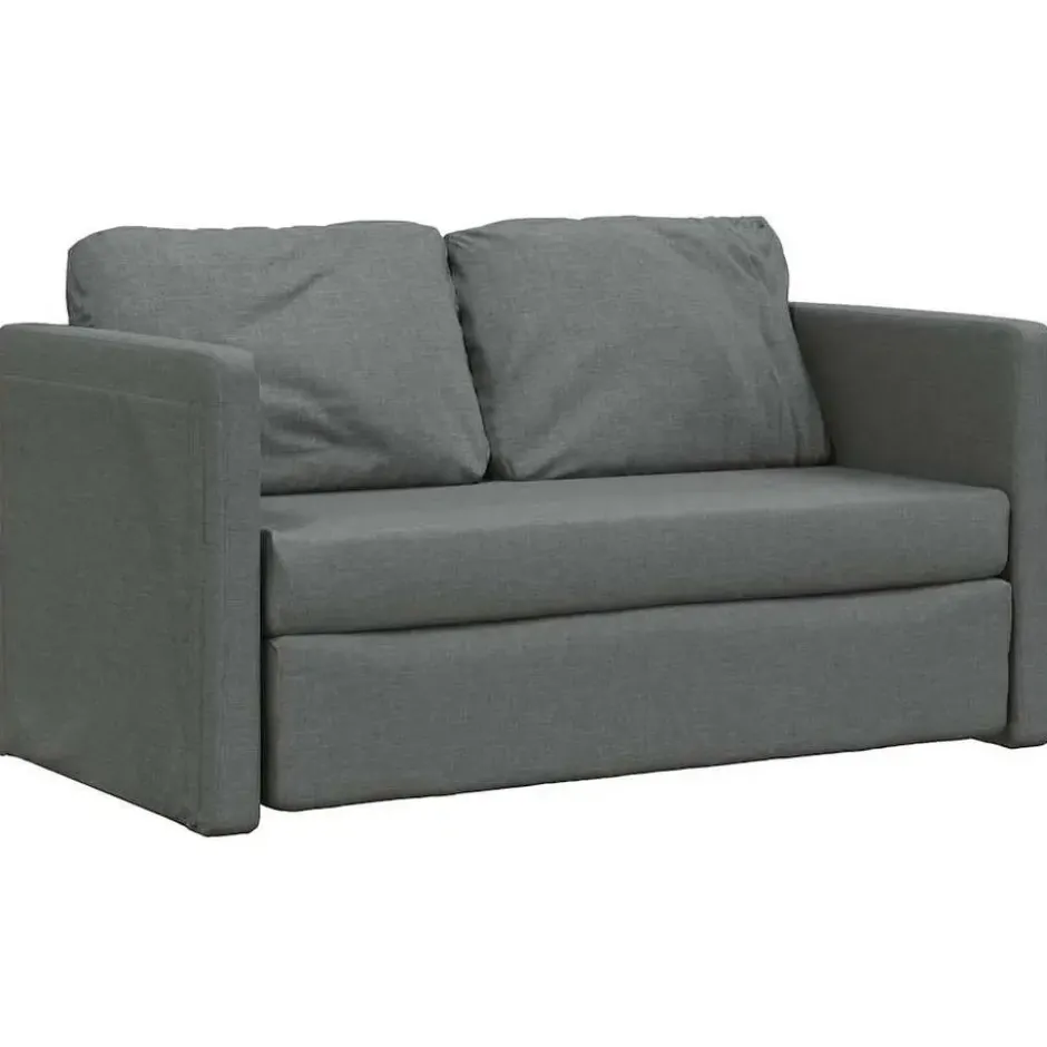 vidaXL Slaapbank 2-zits inklapbaar met kussens - Donkergrijs stof - 112 cm