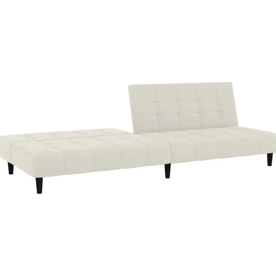 vidaXL Slaapbank 2-zits Klik-klak mechanisme - Crème fluweel - 200 cm