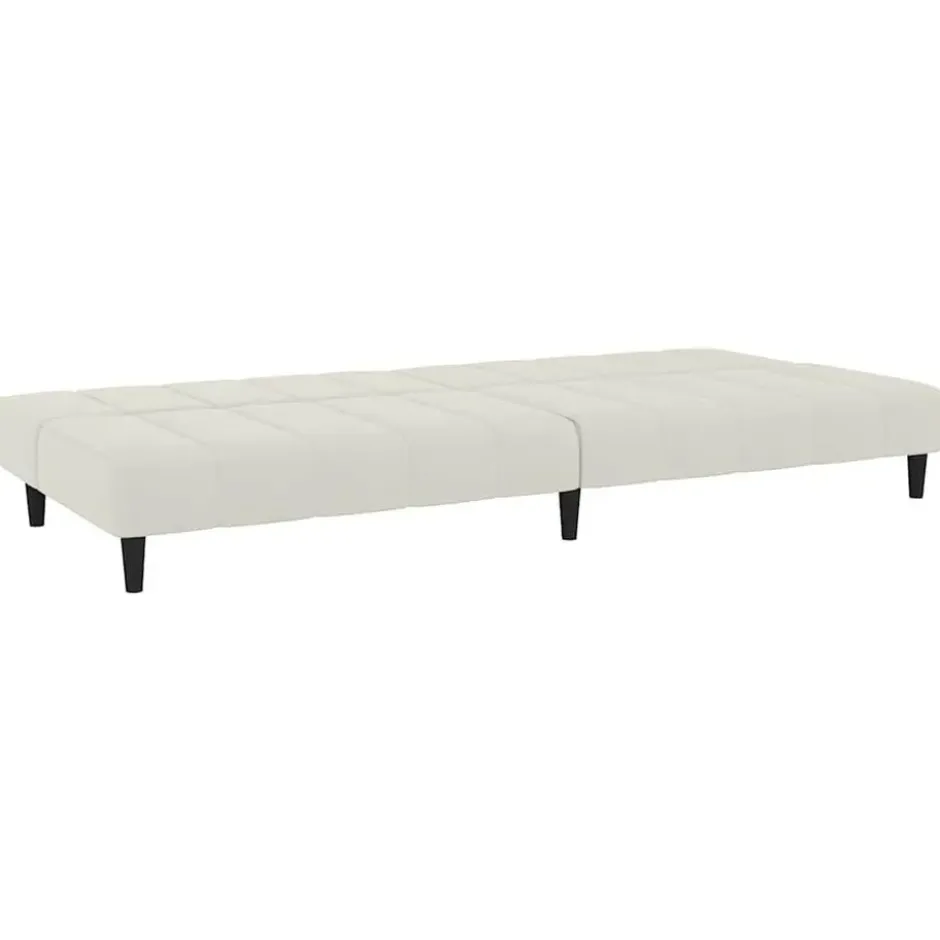 vidaXL Slaapbank 2-zits Klik-klak mechanisme - Crème fluweel - 200 cm