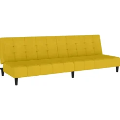vidaXL Slaapbank 2-zits Klik-klak mechanisme - Geel fluweel - 200 cm