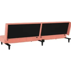 vidaXL Slaapbank 2-zits Klik-klak mechanisme - Roze fluweel - 200 cm